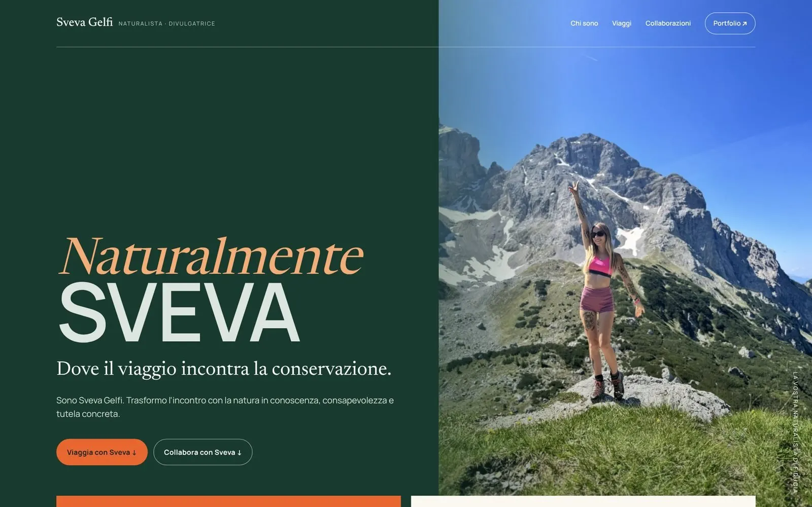 Homepage del sito Sveva Gelfi, Naturalmente Sveva