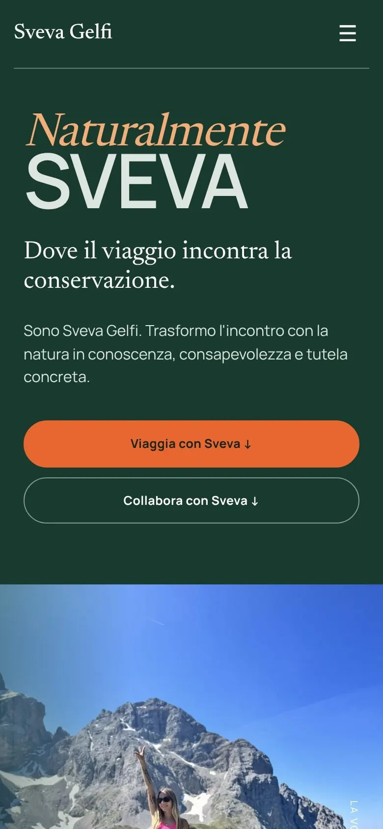 Versione mobile della homepage Sveva Gelfi